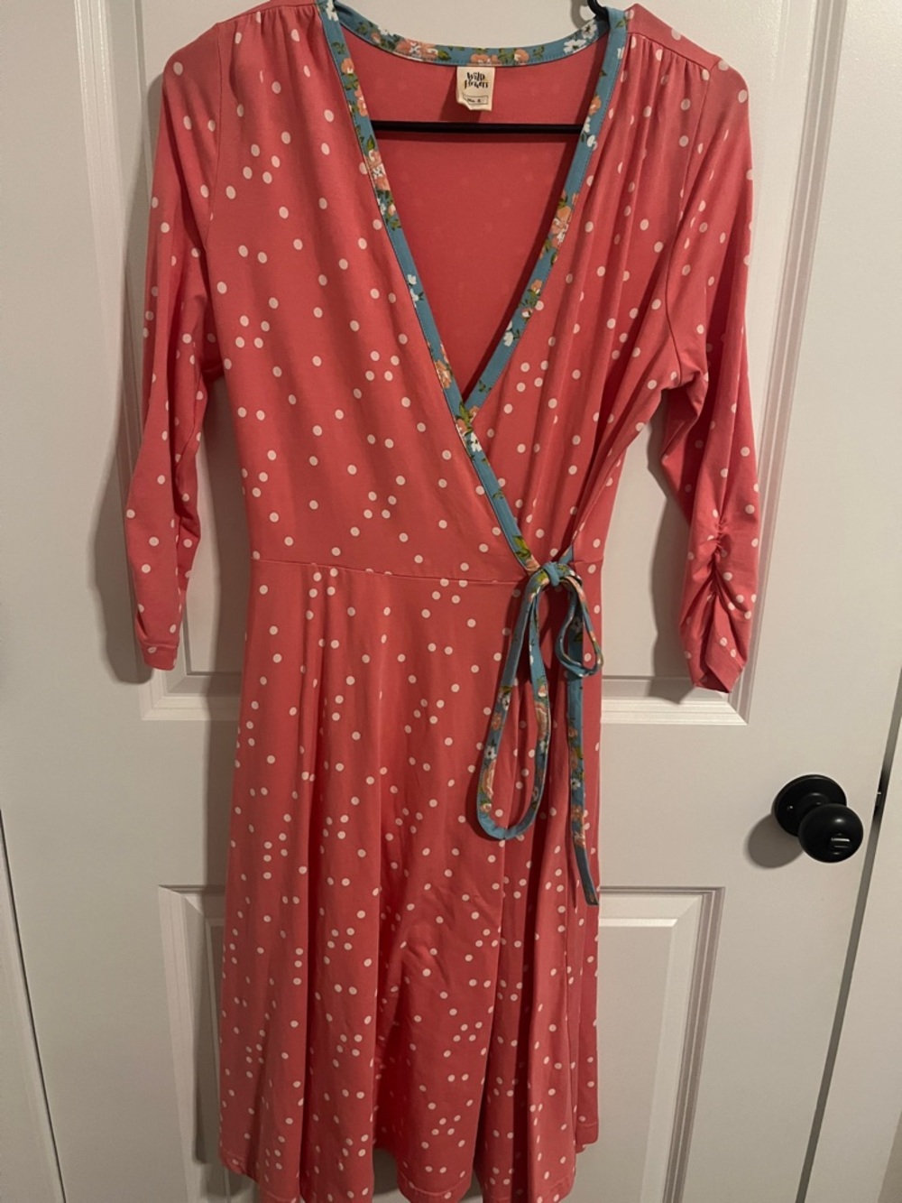 Wildflowers Women’s Dress Size Small Coral and Teal Polka Dot